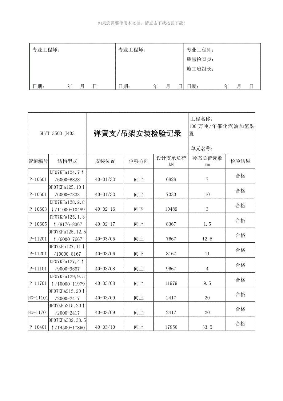 推荐3503J403弹簧支吊架安装检验记录_第4页