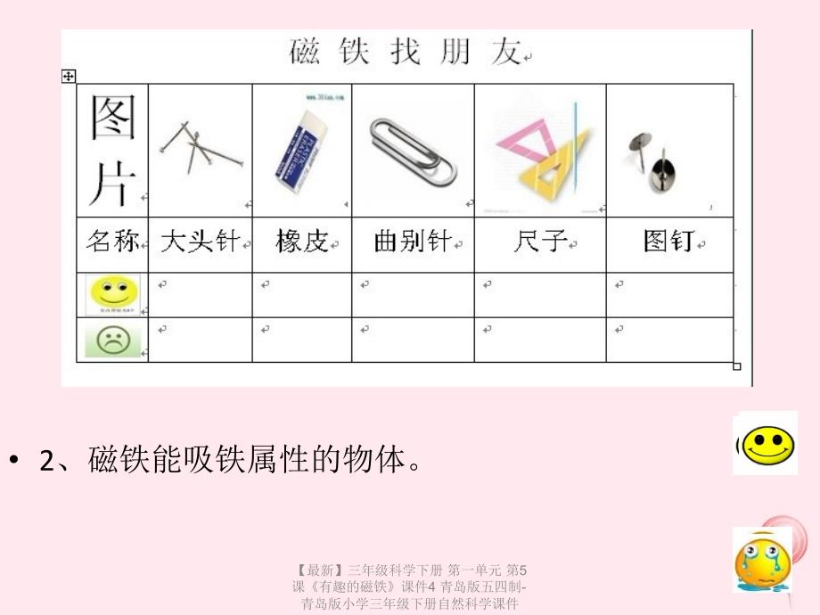 最新三年级科学下册第一单元第5课有趣的磁铁课件4青岛版五四制青岛版小学三年级下册自然科学课件_第4页