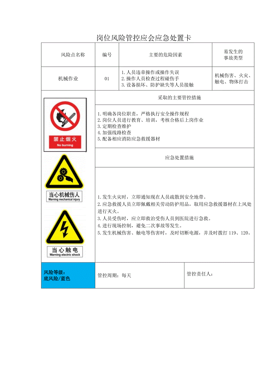 岗位风险管控应会应急处置卡_第1页