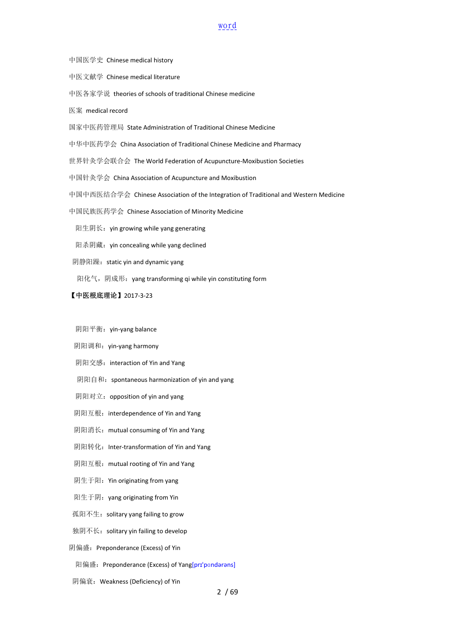 精深中医基础理论英文单词_第2页