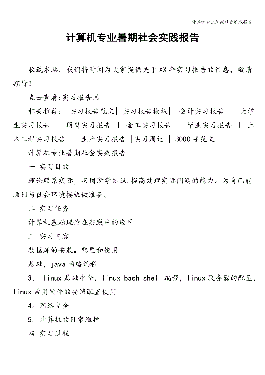 计算机专业暑期社会实践报告.doc_第1页