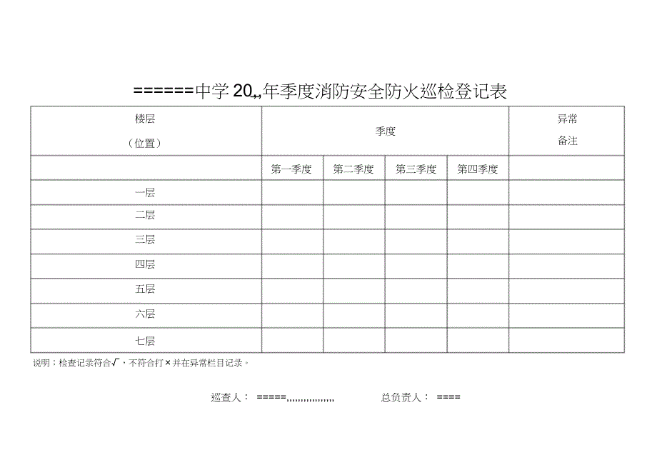 （完整版）学校消防安全巡查记录表——每日每月每季度_第3页