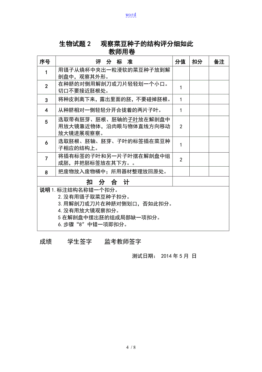 生物的实验的考试评分细目_第4页