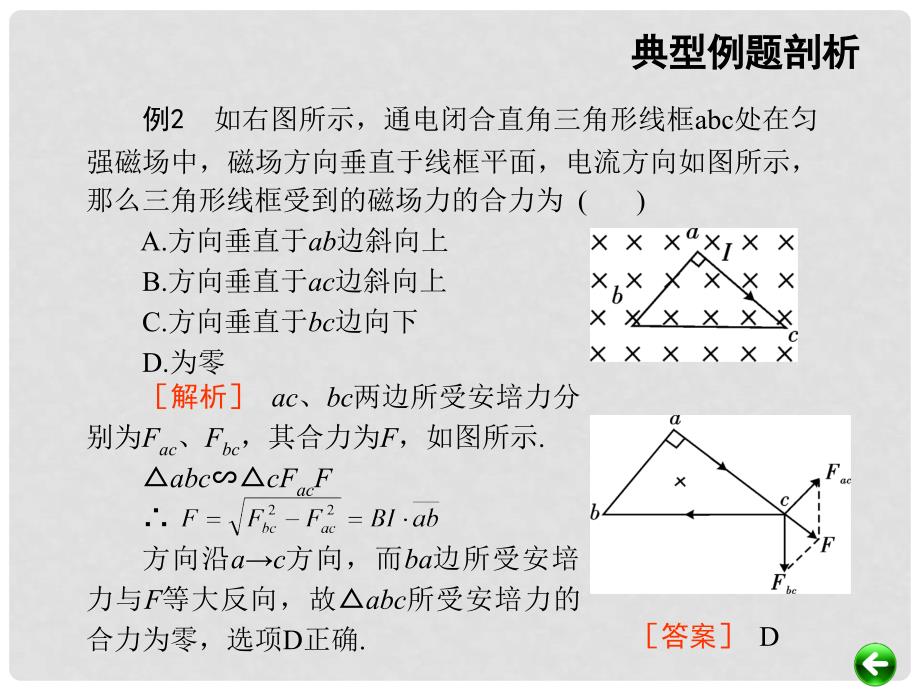 高考物理总复习 重难点诠释、典例剖析 第十一章 磁场 第2讲 磁场对电流的作用课件_第4页