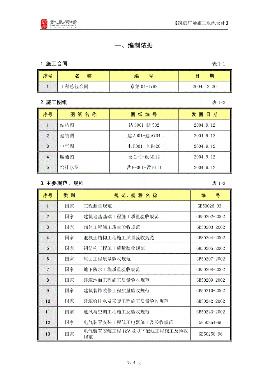 《施工方案》凯晨广场工程施工组织设计上（一至四）_第1页