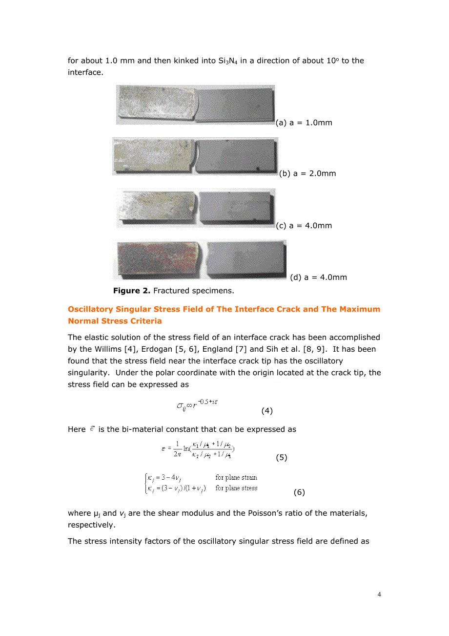 外文翻译--Si3N4S45C的断裂韧性界面裂纹.doc_第4页