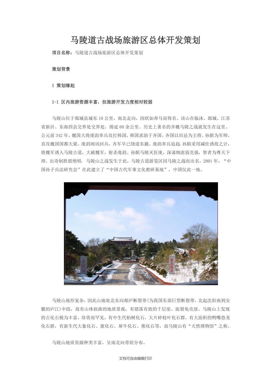 马陵道古战场旅游区总体开发策划_第1页