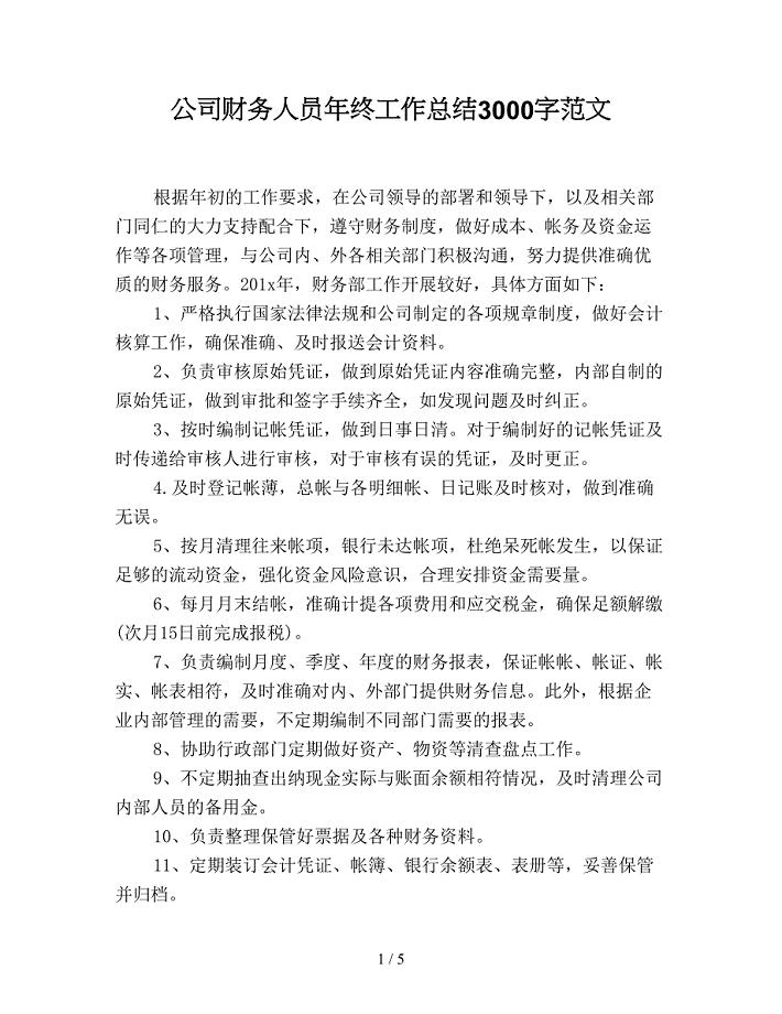 公司财务人员年终工作总结3000字范文.doc