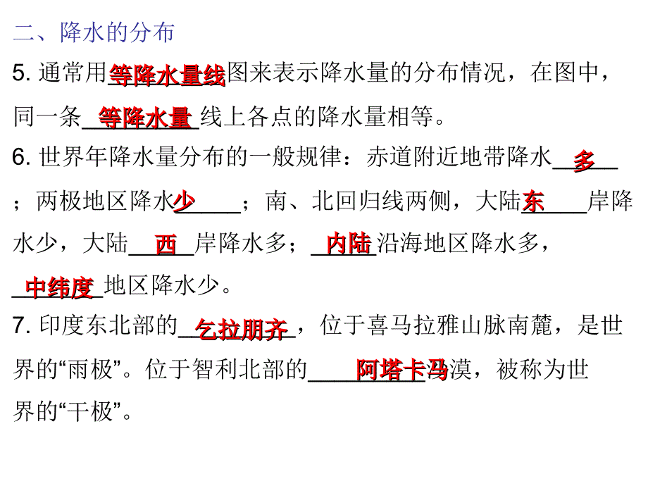 人教版七年级地理上册教学课件第三章第三节降水的变化与分布_第4页