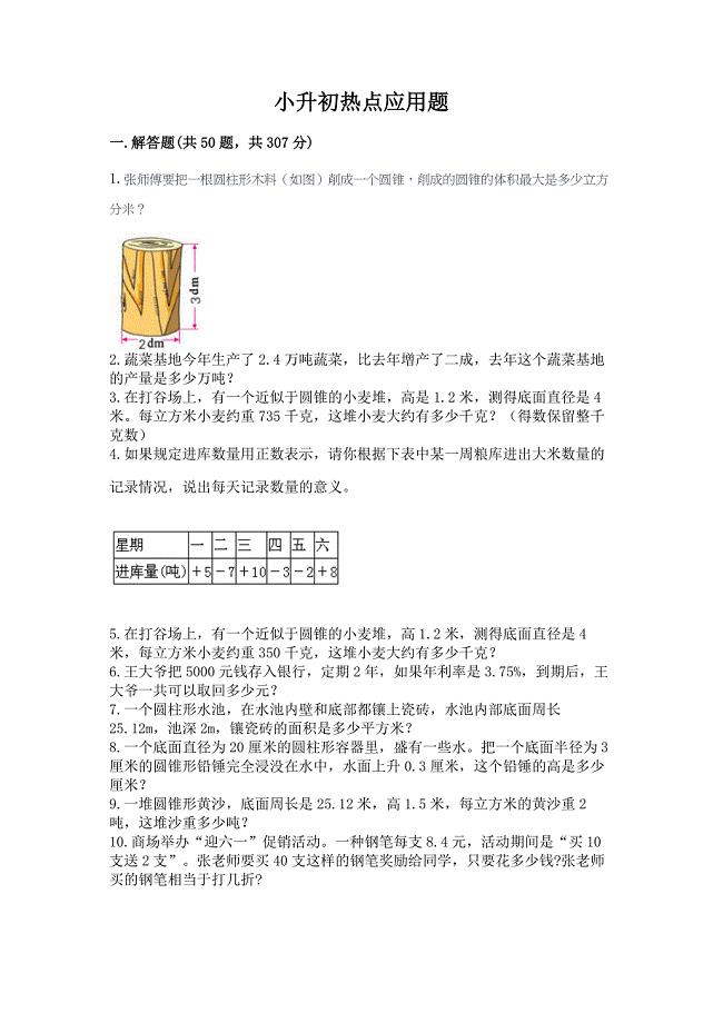 小升初热点应用题附答案【综合题】.docx