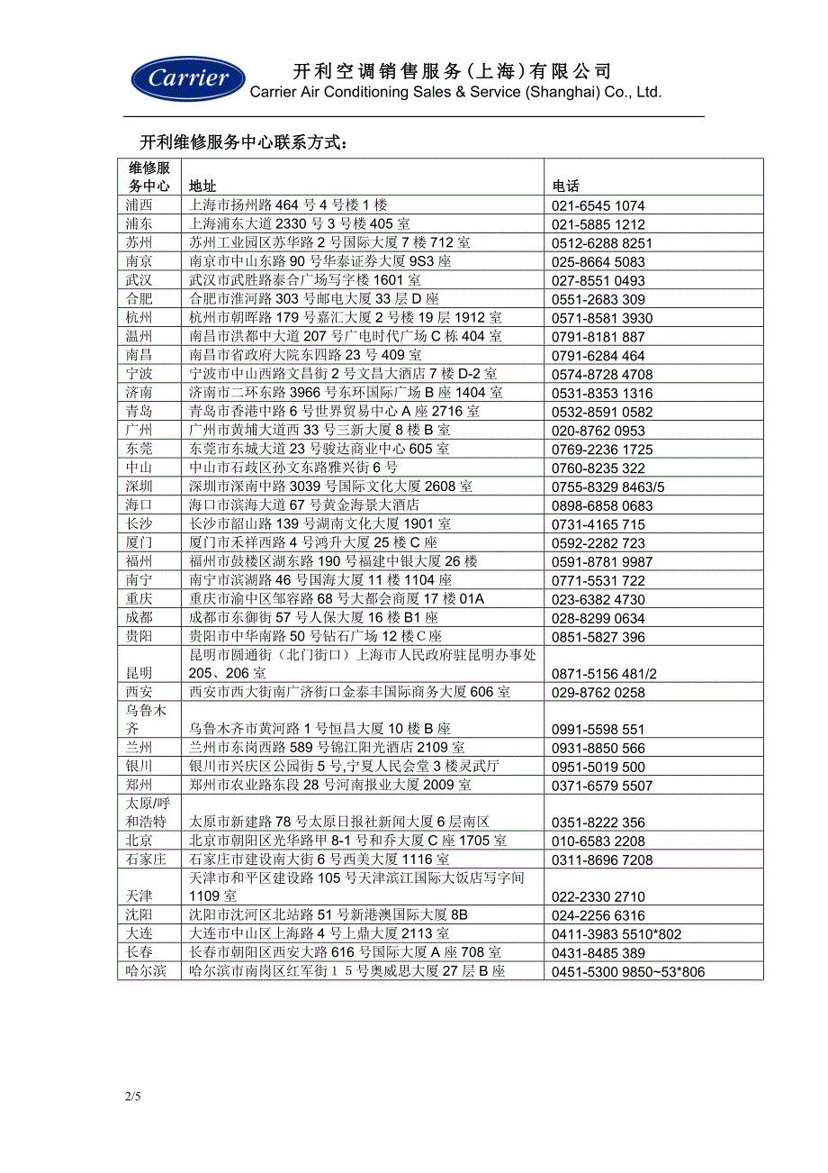 开利售后服务介绍和承诺书_第2页