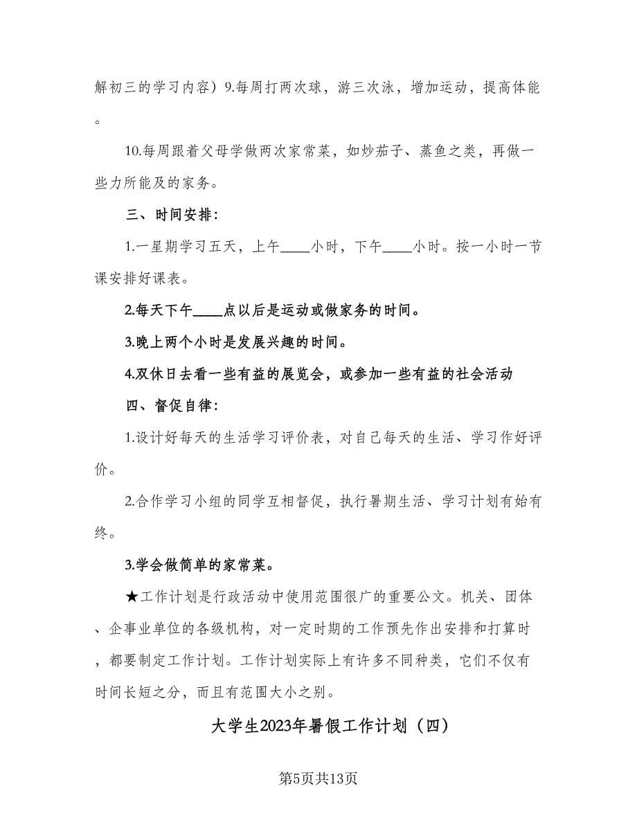 大学生2023年暑假工作计划（八篇）.doc_第5页