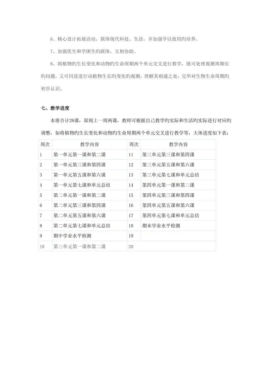 教科版小学科学三年级下册科学教学计划_第5页