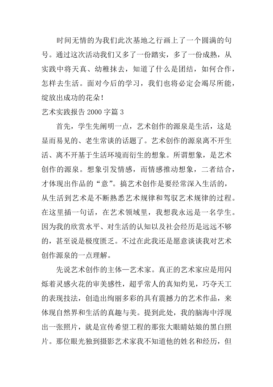 2023年艺术实践报告2000字6篇_第3页