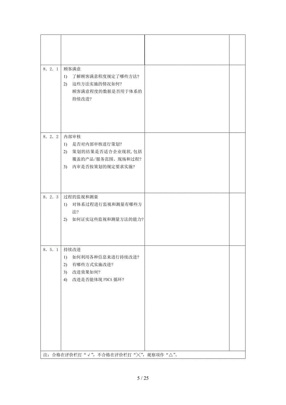 质量管理体系内审检查及记录表范本_第5页