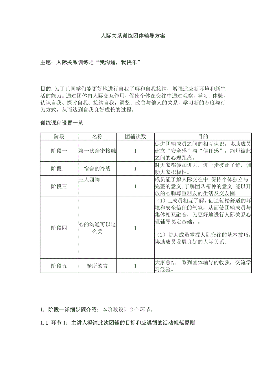 人际关系训练团体辅导方案_第1页