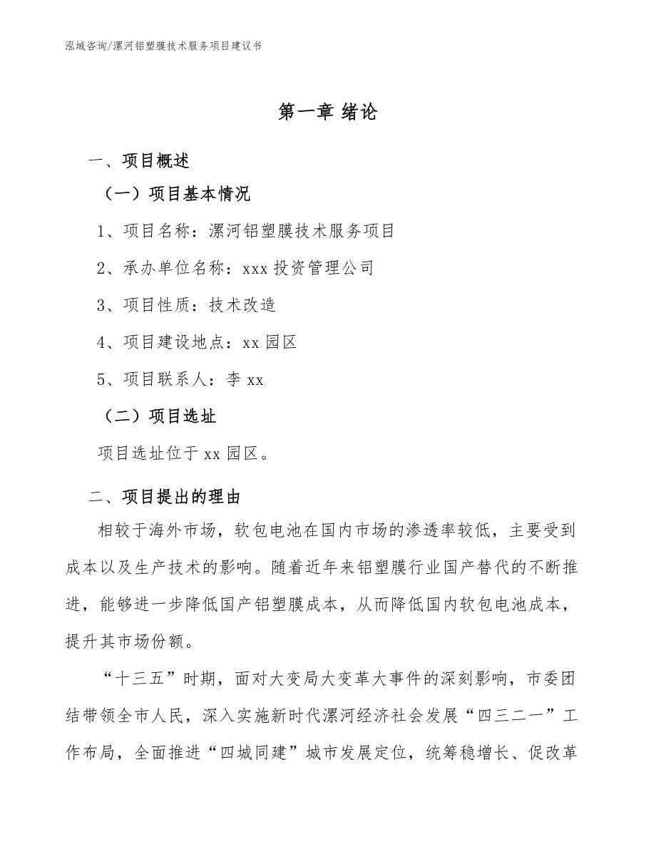 漯河铝塑膜技术服务项目建议书参考模板_第5页
