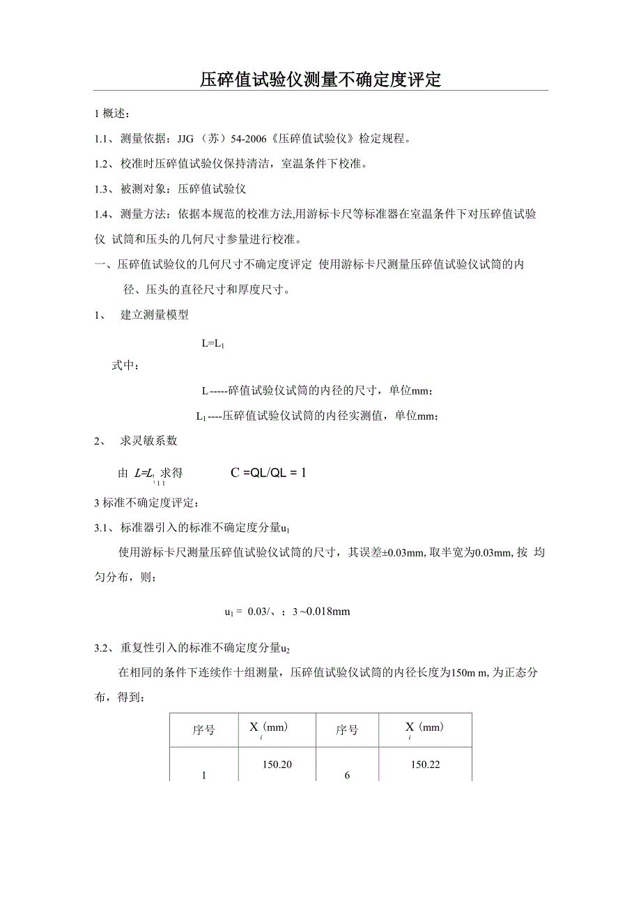 压碎值试验仪不确定度报告_第1页