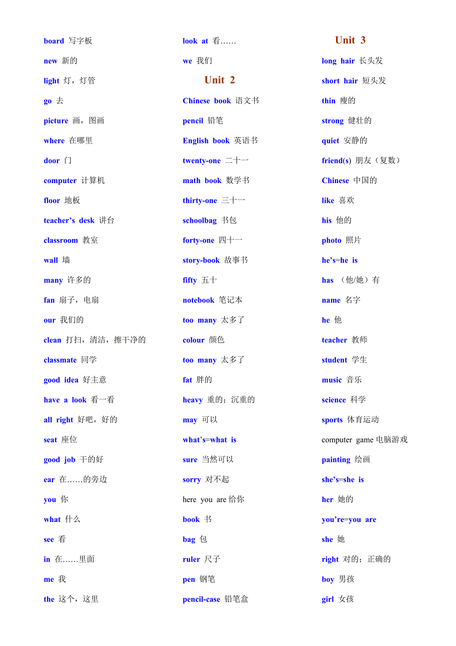 人教版小学英语三年级上册单词表好_第3页