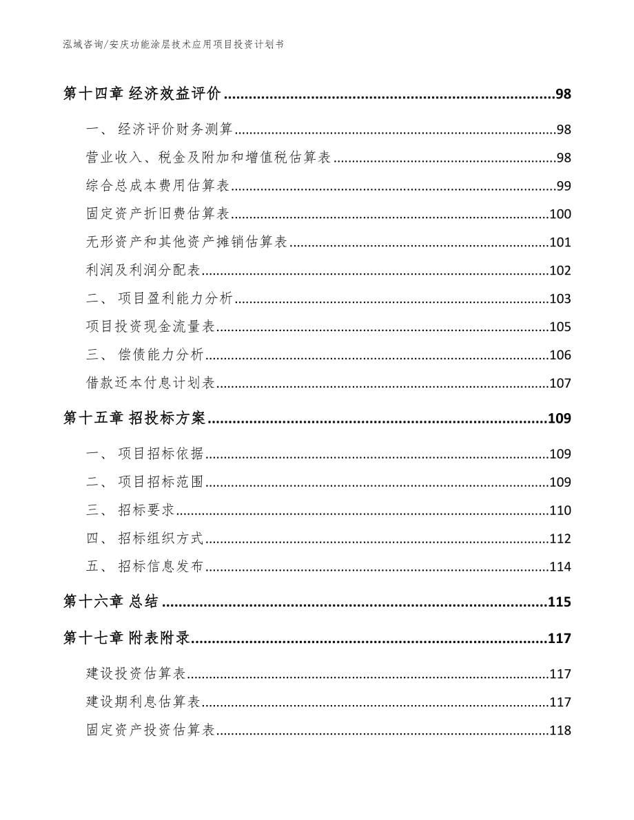 安庆功能涂层技术应用项目投资计划书（模板范本）_第5页
