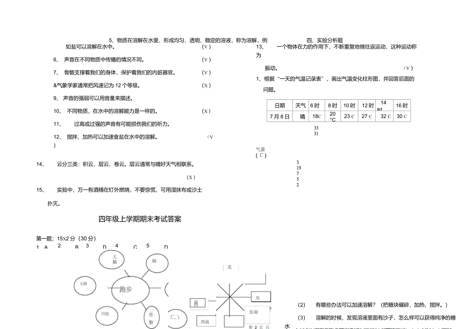 小学科学新教科版四年级上册期末试卷及答案_第2页