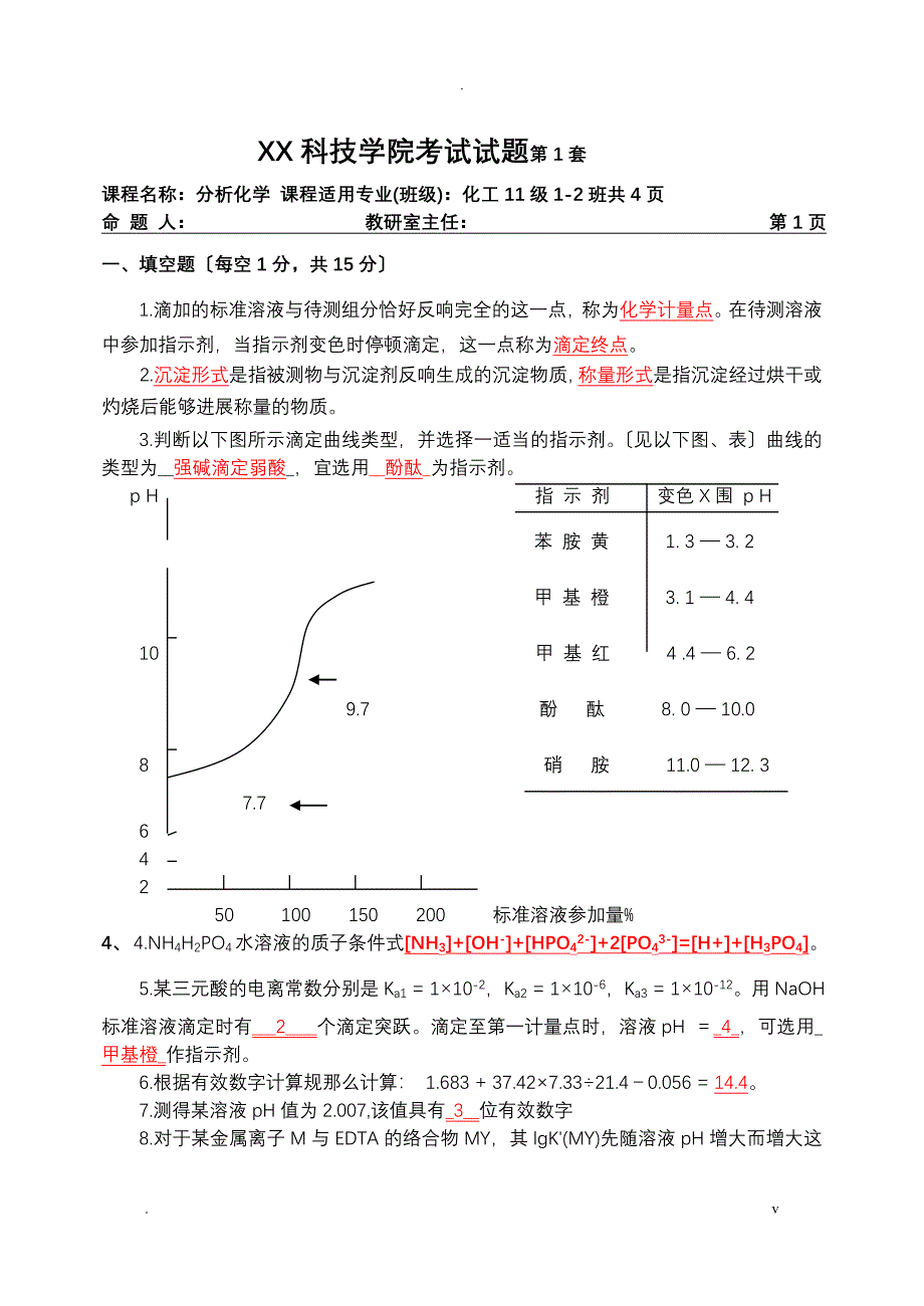 分析化学考试题答案_第1页