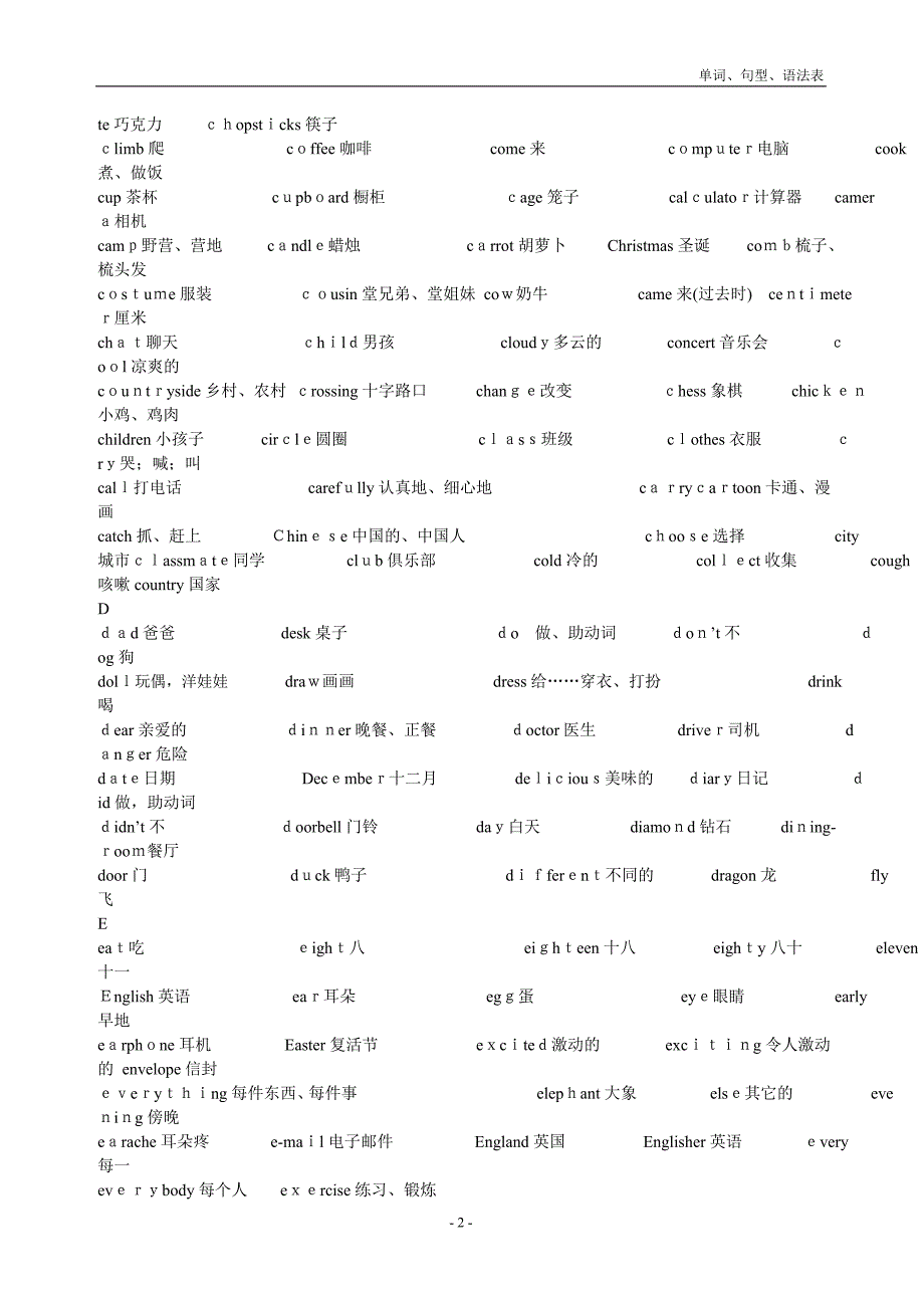 上海版牛津小学英语词汇表(全阶段)_第2页