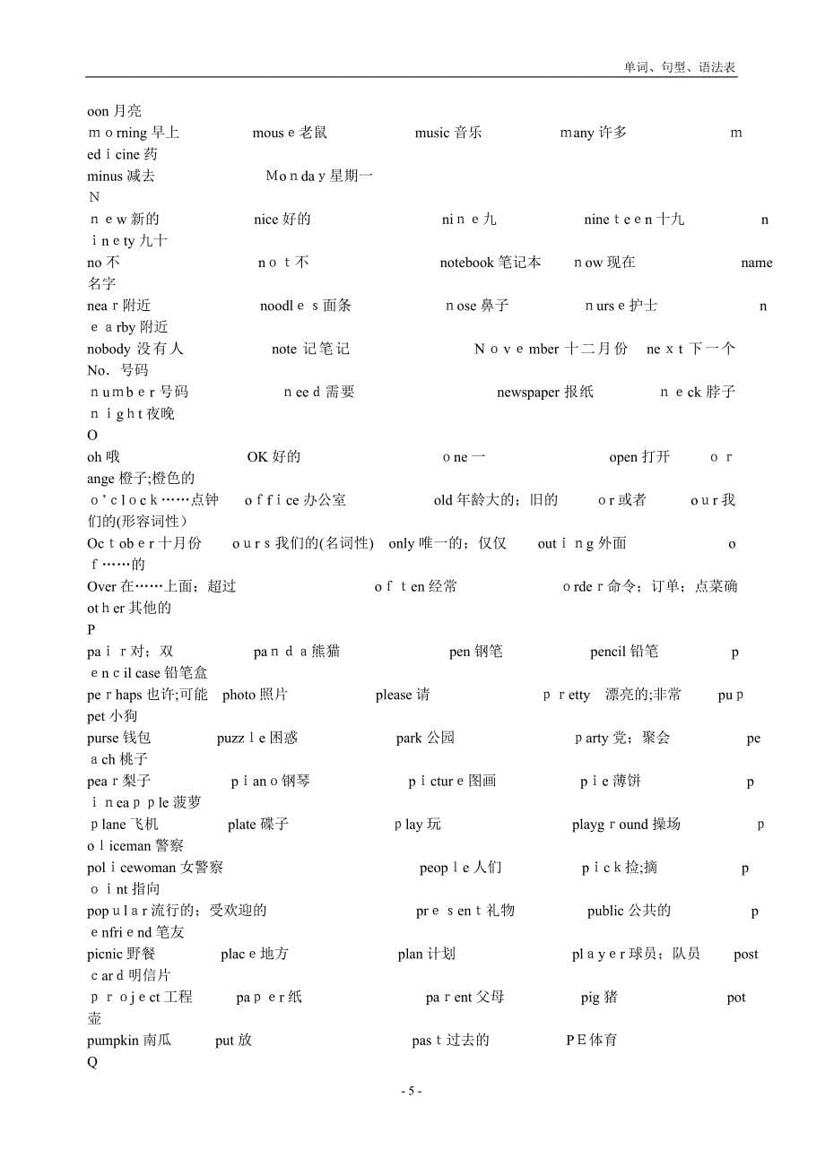 上海版牛津小学英语词汇表(全阶段)_第5页