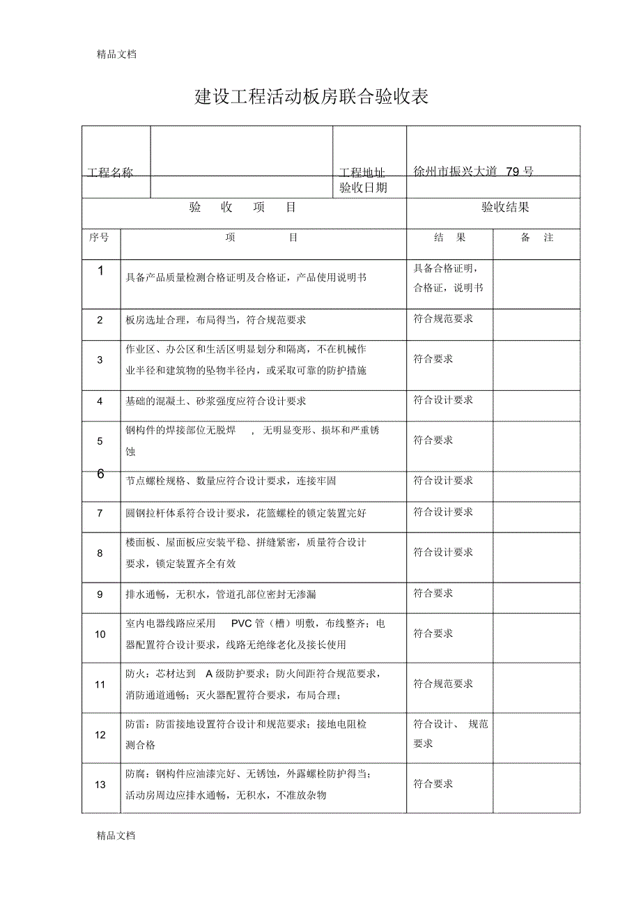 建设工程活动板房联合验收表(汇编)_第1页
