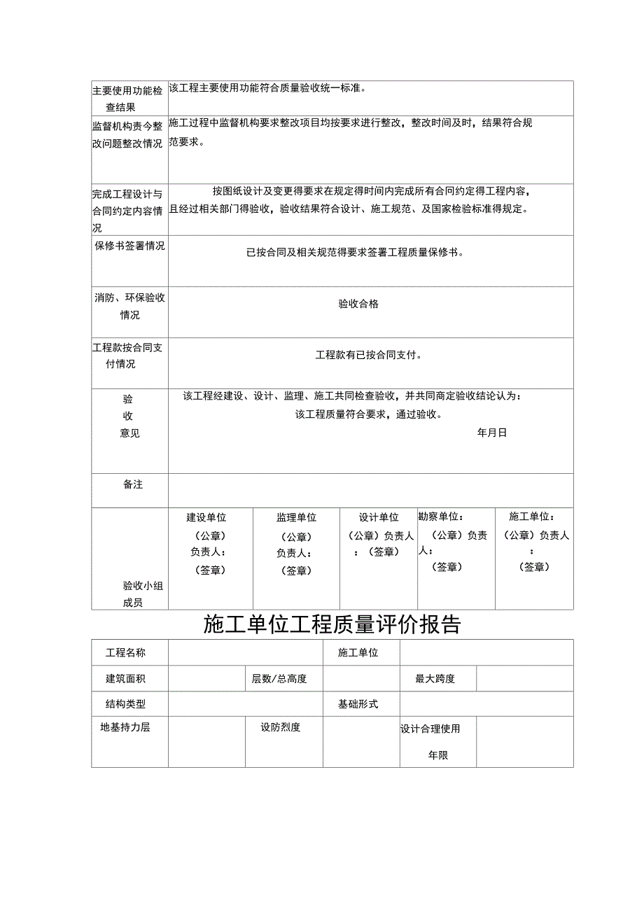 建设单位工程竣工验收意见书_第2页