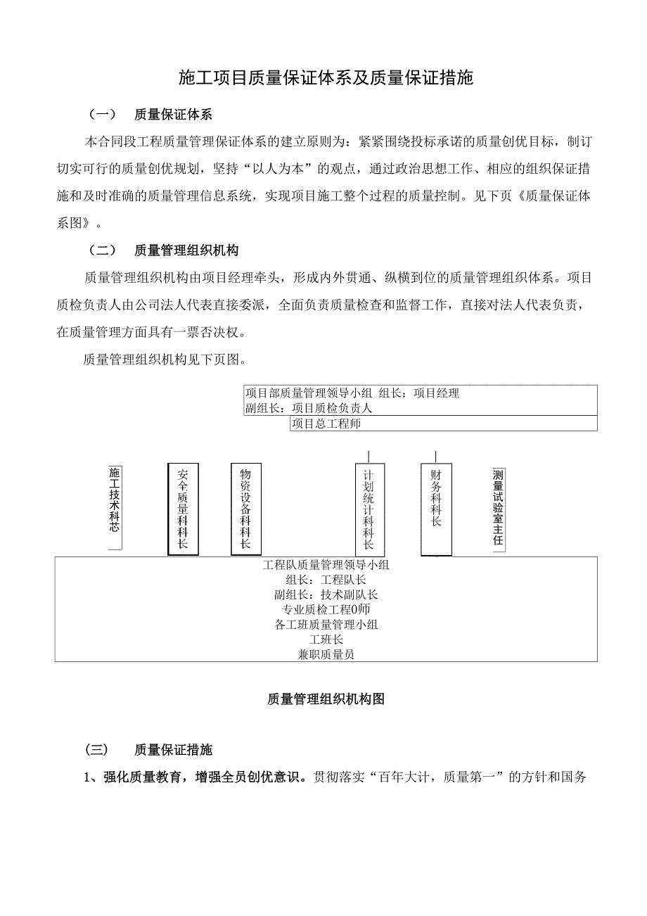 施工项目质量保证体系及质量保证措施_第1页