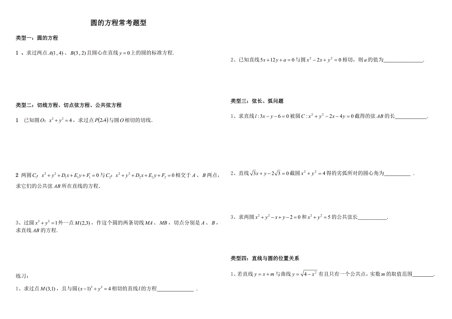直线与圆题型总结_第1页
