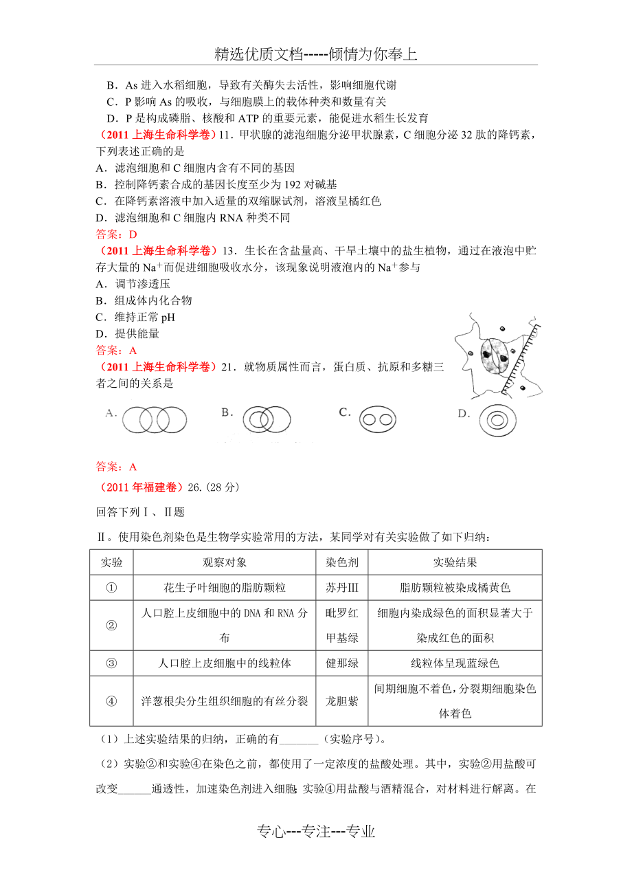 2011年全国各地高考生物试题分章汇总及答案_第3页