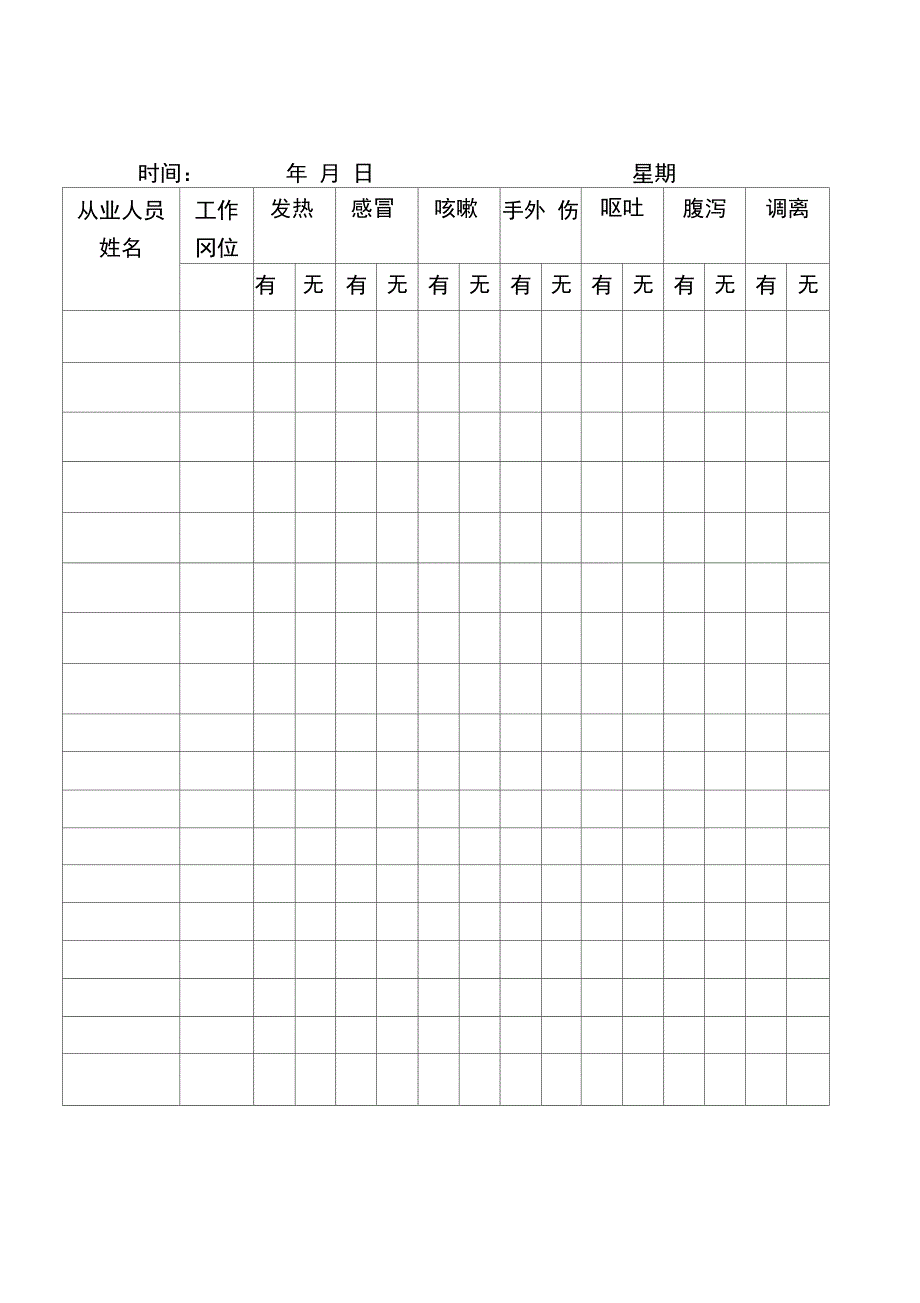 教职工每日健康状况登记表_第1页