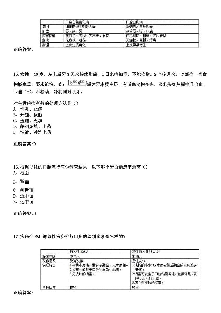 2023年南京市雨花医院住院医师规范化培训招生（口腔科）考试历年高频考点试题+答案_第5页