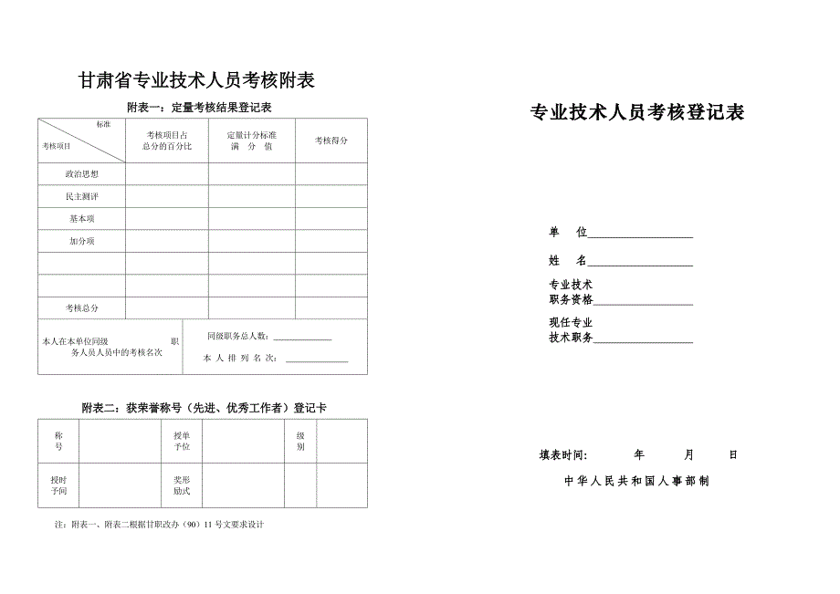 甘肃省专业技术人员考核登记表.doc_第1页