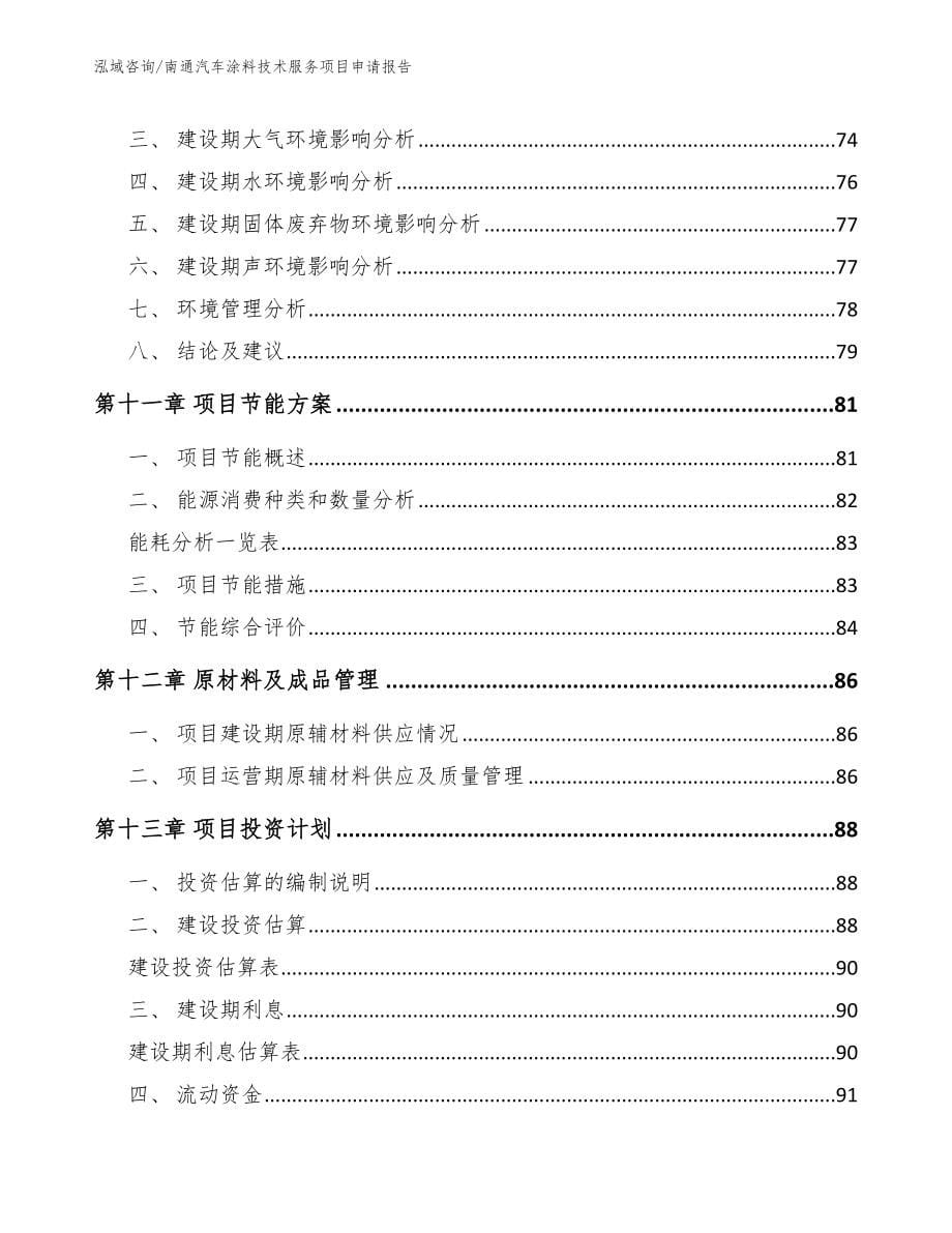 南通汽车涂料技术服务项目申请报告（参考范文）_第5页