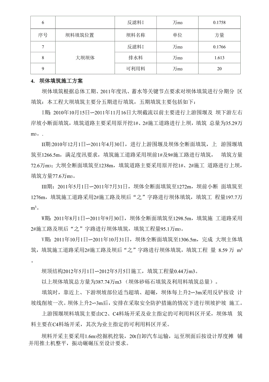 沥青混凝土心墙坝工程坝体填筑施工方案_第4页