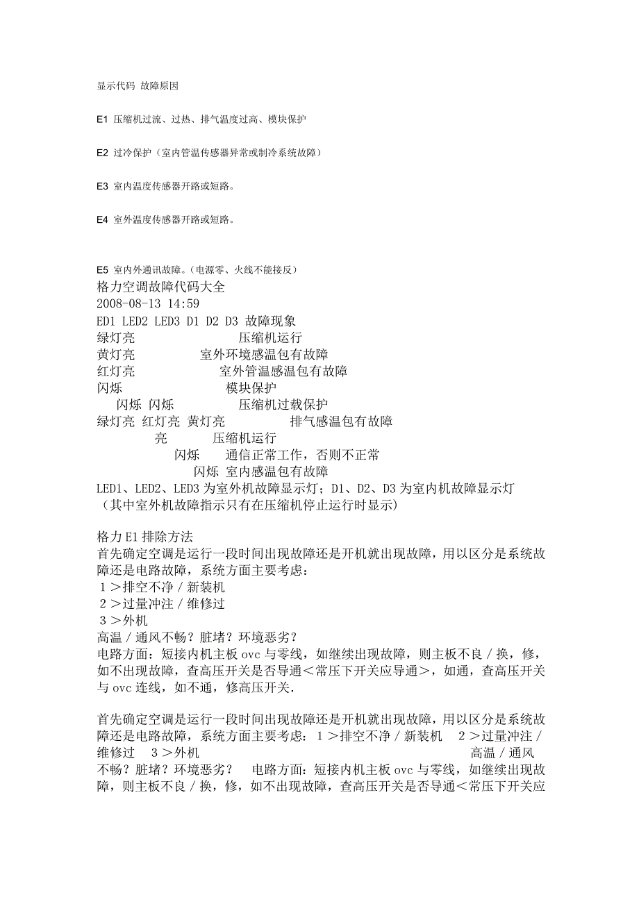 空调故障显示代码故障原因_第1页