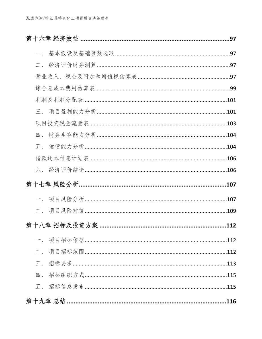 榕江县特色化工项目投资决策报告_范文模板_第5页