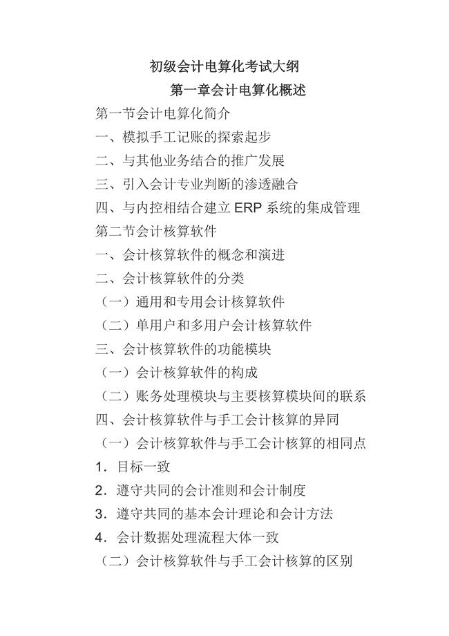 2013初级会计电算化考试大纲microsoft word 文档 (2).doc