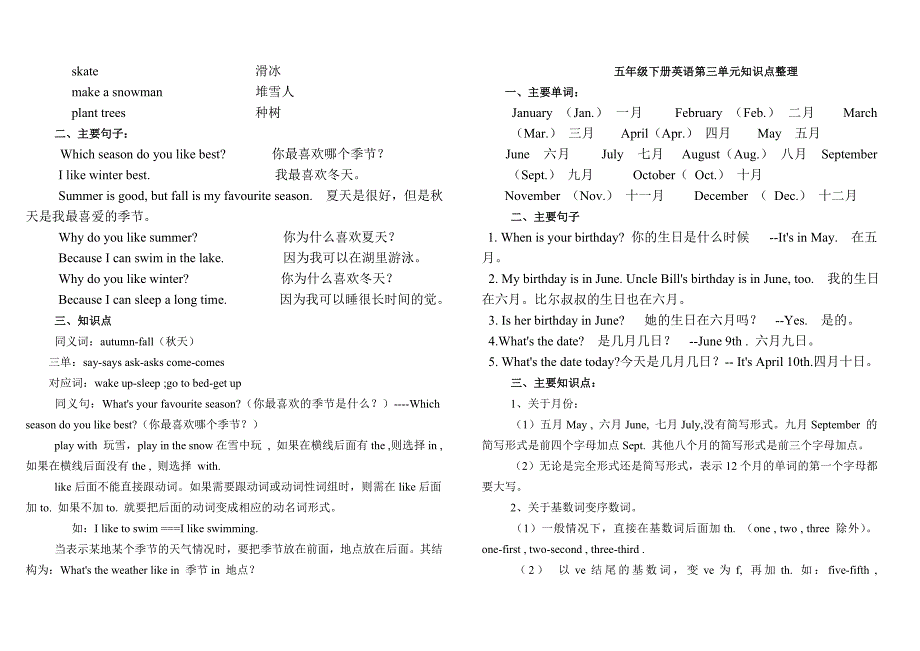 人教版五年级下册英语知识点整理_第2页