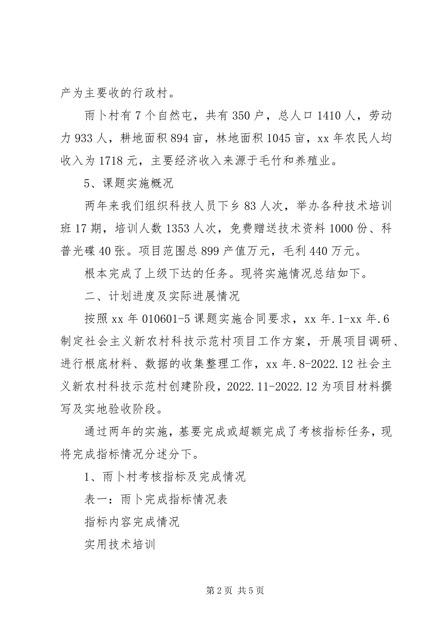 2023年社会主义新农村科技示范村建设工作总结.docx_第2页