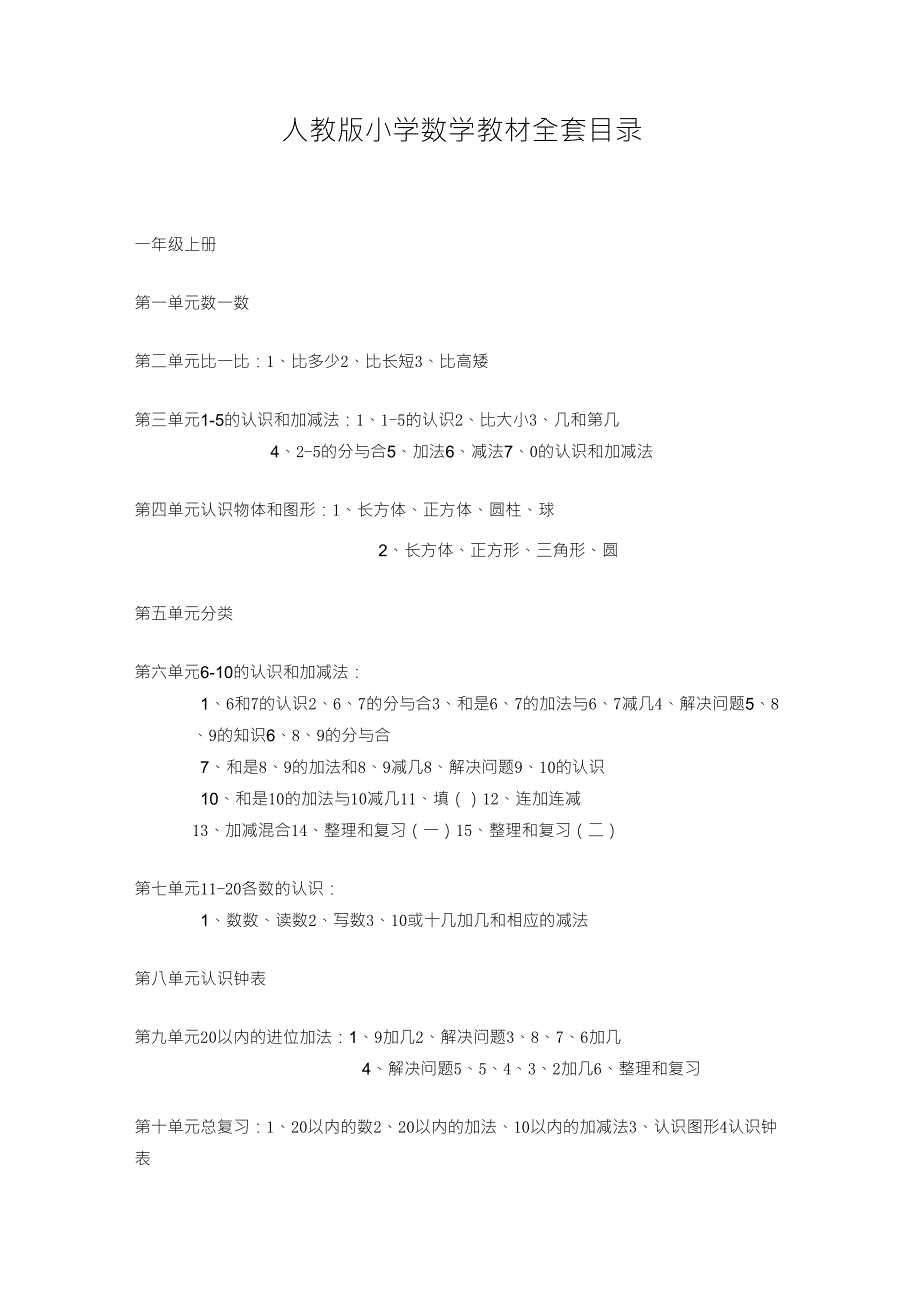 人教版小学数学目录_第1页