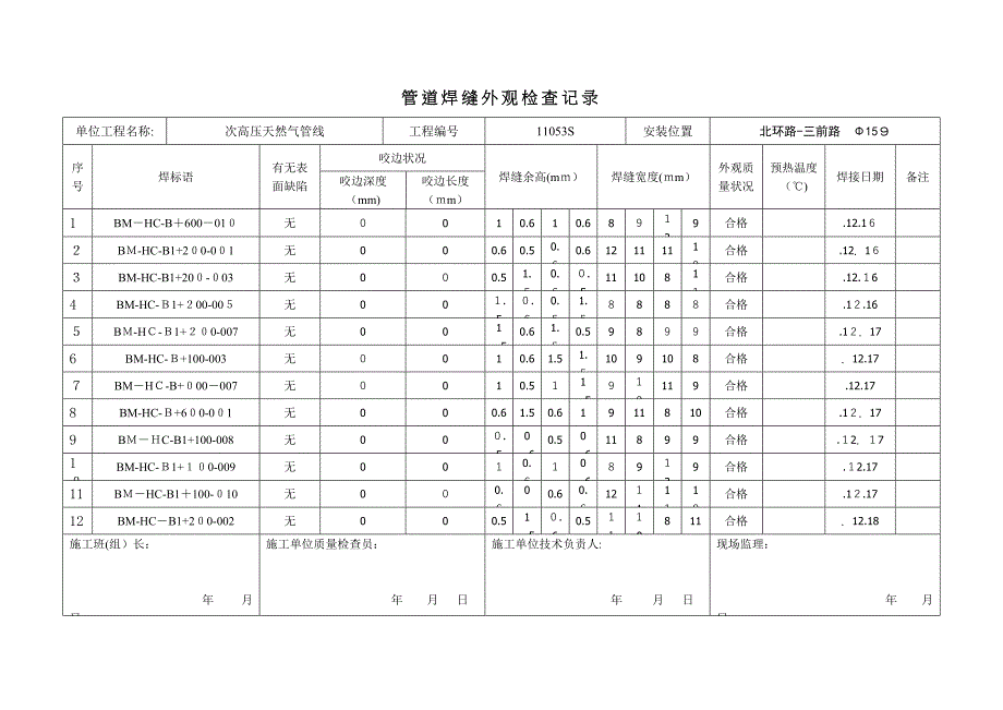 管道焊缝外观检查记录_第2页