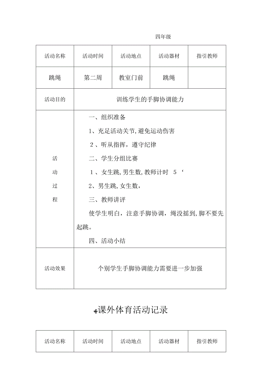 小学生课外体育活动记录_第2页