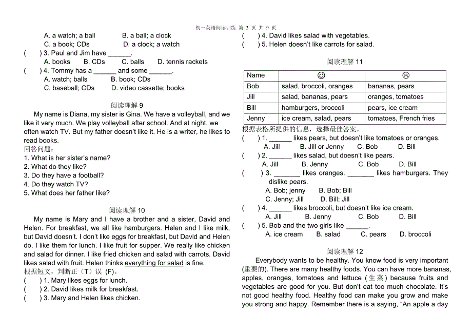 初一英语阅读训练25篇.doc_第3页