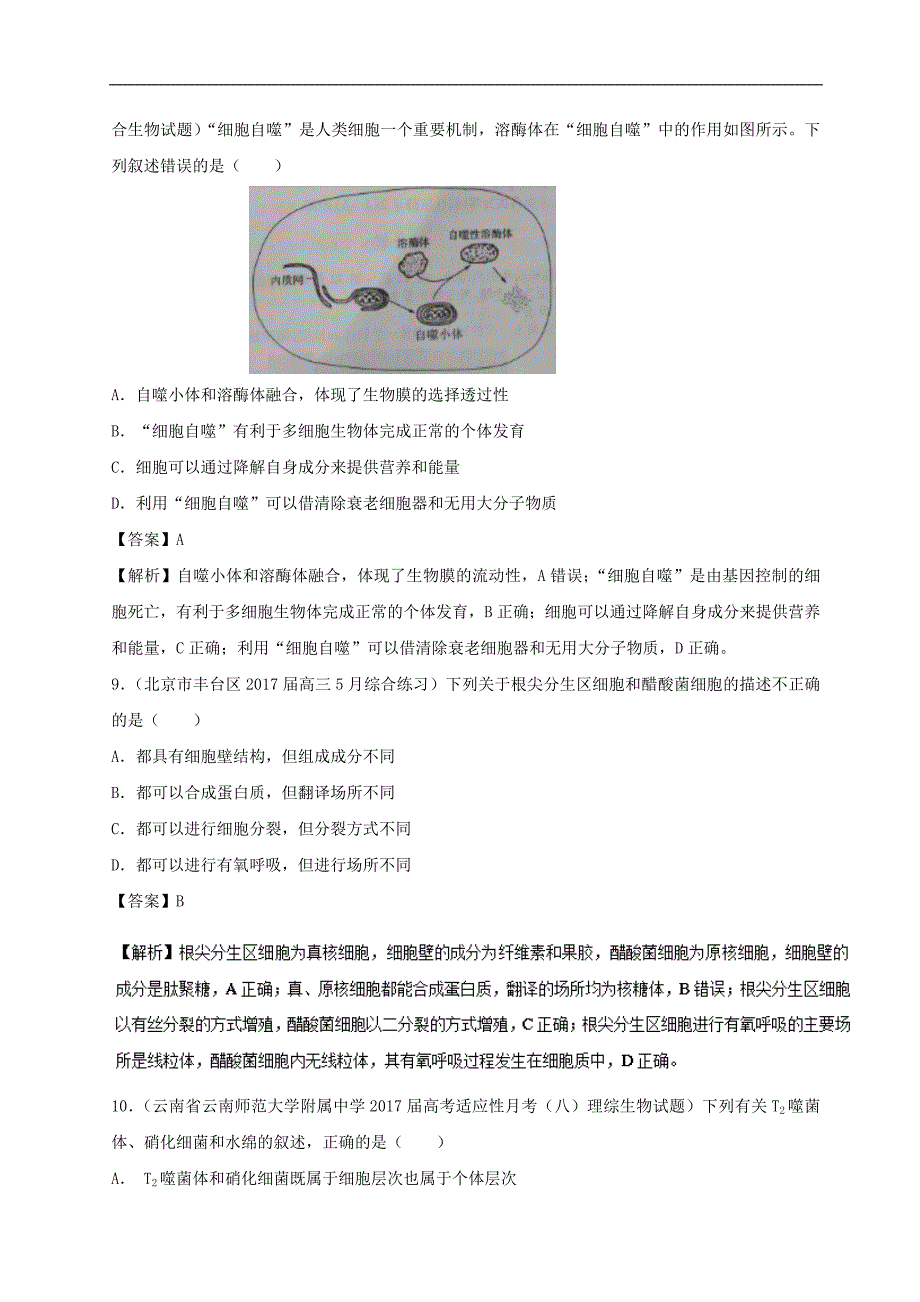 专题02 细胞的基本结构高考题和高考模拟题生物分项版汇编 Word版含解析_第4页