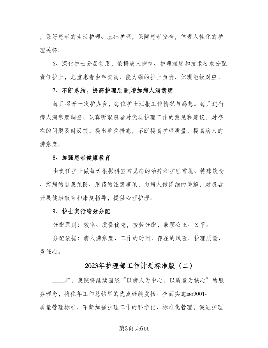 2023年护理部工作计划标准版（二篇）_第3页