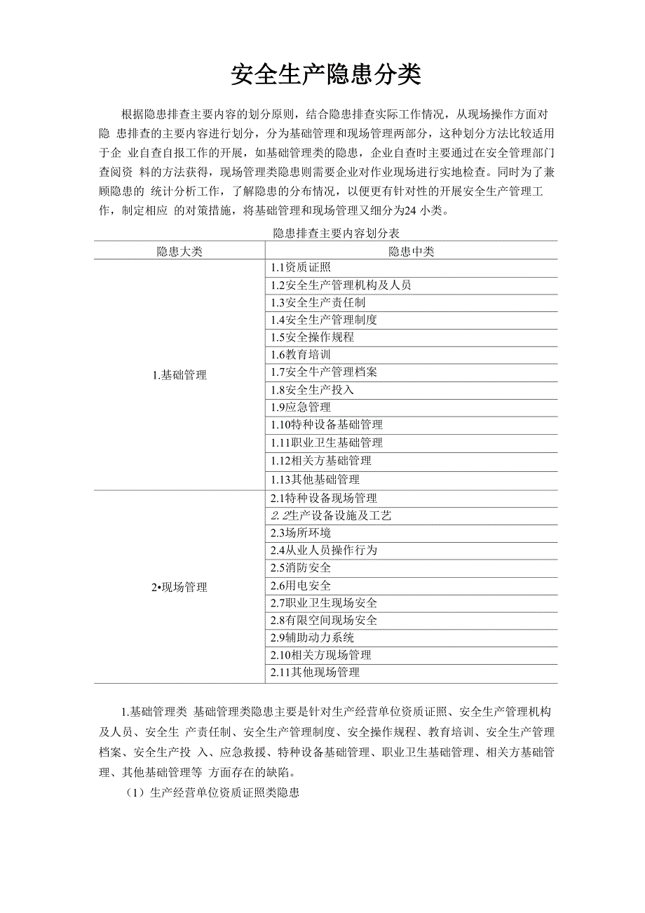 安全生产隐患分类_第1页